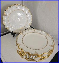 Royal Crown Derby Lombardy Sheffield Dessert Plates Set Of 9 Rare 8 3/4 Signed