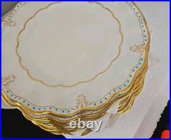 Royal Crown Derby Lombardy Sheffield Dessert Plates Set Of 9 Rare 8 3/4 Signed