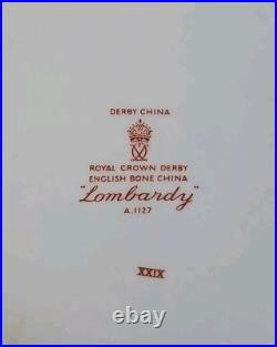 Royal Crown Derby Lombardy Sheffield Dessert Plates Set Of 9 Rare 8 3/4 Signed