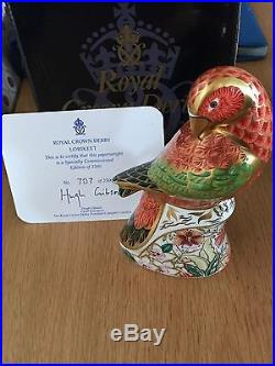 Royal Crown Derby Lorikeet Paperweight Limited Edition Boxed, Gold Stopper