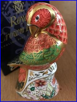 Royal Crown Derby Lorikeet Paperweight Limited Edition Boxed, Gold Stopper