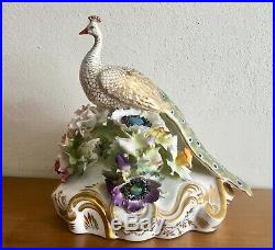 Royal Crown Derby Low Peacock Figurine dated 1966