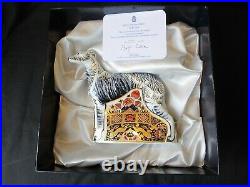 Royal Crown Derby Lurcher Paperweight, Exclusive Sinclairs, signed Sue Rowe, mint