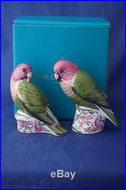 Royal Crown Derby Majestic Lovebirds Pair L/e 500 Paperweights New / Boxed