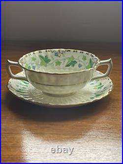 Royal Crown Derby Medway (Buford) China Set Of 4 Cream Soups And Plates England