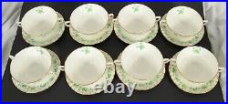 Royal Crown Derby Medway Burford China 8 Cream Soup Bowls & Saucers