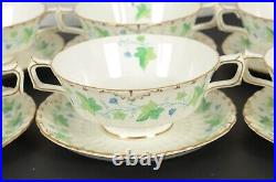 Royal Crown Derby Medway Burford China 8 Cream Soup Bowls & Saucers