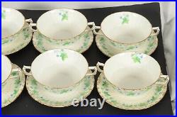 Royal Crown Derby Medway Burford China 8 Cream Soup Bowls & Saucers