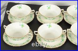 Royal Crown Derby Medway Burford China 8 Cream Soup Bowls & Saucers