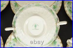 Royal Crown Derby Medway Burford China 8 Cream Soup Bowls & Saucers