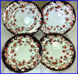 Royal Crown Derby Melton Imari 10 Set of 4 Dinner Plates Cobalt Blue Gold Red