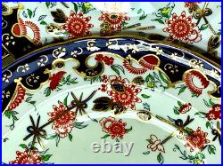 Royal Crown Derby Melton Imari 10 Set of 4 Dinner Plates Cobalt Blue Gold Red
