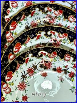 Royal Crown Derby Melton Imari 10 Set of 4 Dinner Plates Cobalt Blue Gold Red