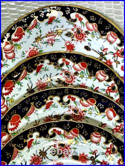 Royal Crown Derby Melton Imari 10 Set of 4 Dinner Plates Cobalt Blue Gold Red