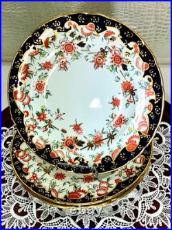 Royal Crown Derby Melton Imari 10 Set of 4 Dinner Plates Cobalt Blue Gold Red
