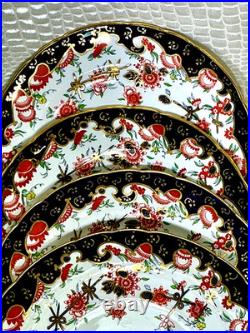 Royal Crown Derby Melton Imari 10 Set of 4 Dinner Plates Cobalt Blue Gold Red