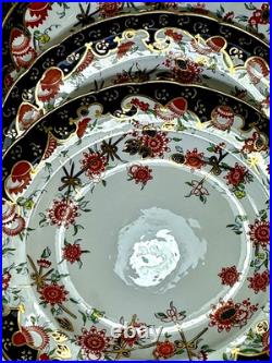 Royal Crown Derby Melton Imari 10 Set of 4 Dinner Plates Cobalt Blue Gold Red