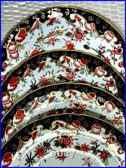 Royal Crown Derby Melton Imari 10 Set of 4 Dinner Plates Cobalt Blue Gold Red
