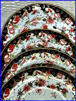 Royal Crown Derby Melton Imari 10 Set of 4 Dinner Plates Cobalt Blue Gold Red