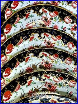 Royal Crown Derby Melton Imari 10 Set of 4 Dinner Plates Cobalt Blue Gold Red