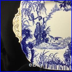 Royal Crown Derby Mikado Blue Cake Plate 1940 Gold Handles 11