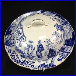 Royal Crown Derby Mikado Blue Domed Covered Casserole Muffin Serving Dish