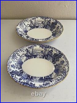 Royal Crown Derby Mikado Pattern Porcelain Pair of Oval Vegetable Bowls