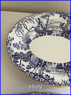 Royal Crown Derby Mikado Pattern Porcelain Pair of Oval Vegetable Bowls