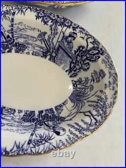 Royal Crown Derby Mikado Pattern Porcelain Pair of Oval Vegetable Bowls