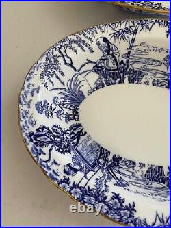 Royal Crown Derby Mikado Pattern Porcelain Pair of Oval Vegetable Bowls