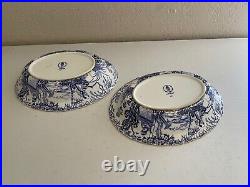 Royal Crown Derby Mikado Pattern Porcelain Pair of Oval Vegetable Bowls