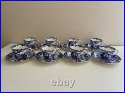 Royal Crown Derby Mikado Pattern Porcelain Set of 8 Cups & Saucers