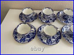 Royal Crown Derby Mikado Pattern Porcelain Set of 8 Cups & Saucers