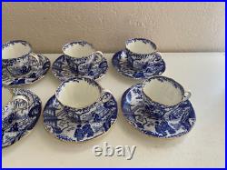 Royal Crown Derby Mikado Pattern Porcelain Set of 8 Cups & Saucers