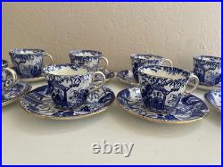 Royal Crown Derby Mikado Pattern Porcelain Set of 8 Cups & Saucers