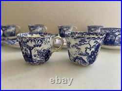 Royal Crown Derby Mikado Pattern Porcelain Set of 8 Cups & Saucers