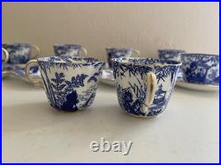 Royal Crown Derby Mikado Pattern Porcelain Set of 8 Cups & Saucers