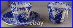 Royal Crown Derby Mikado Tea Cup & Saucer Set Asian Scenes Blue withGold Trim