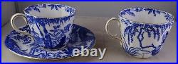 Royal Crown Derby Mikado Tea Cup & Saucer Set Asian Scenes Blue withGold Trim