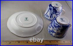 Royal Crown Derby Mikado Tea Cup & Saucer Set Asian Scenes Blue withGold Trim