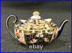Royal Crown Derby Miniature Omari 3 Piece Tea Set Teapot Sugar Bowl And Creamer