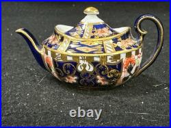 Royal Crown Derby Miniature Omari 3 Piece Tea Set Teapot Sugar Bowl And Creamer