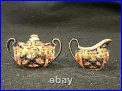 Royal Crown Derby Miniature Omari 3 Piece Tea Set Teapot Sugar Bowl And Creamer