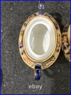 Royal Crown Derby Miniature Omari 3 Piece Tea Set Teapot Sugar Bowl And Creamer