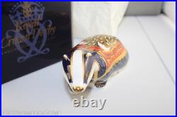 Royal Crown Derby Moonlight Badger SIGNED Paperweight + Original Box & Gold Butt