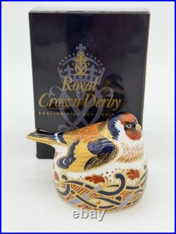 Royal Crown Derby Nesting Goldfinch Paperweight England Porcelain Gold Stopper