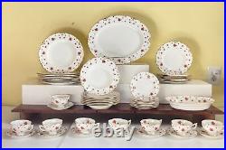 Royal Crown Derby Norfolk #A1217 dinnerware serve 8, raised flower, gold rim, 50