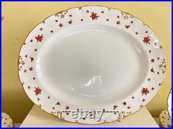 Royal Crown Derby Norfolk #A1217 dinnerware serve 8, raised flower, gold rim, 50