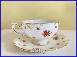 Royal Crown Derby Norfolk #A1217 dinnerware serve 8, raised flower, gold rim, 50