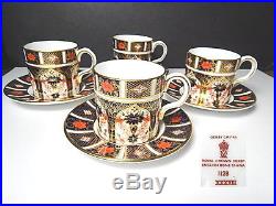 Royal Crown Derby OLD IMARI Demitasse Cup & Saucer, 4 Sets, 1st Quality